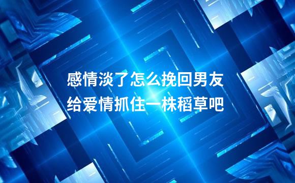 感情淡了怎么挽回男友 给爱情抓住一株稻草吧